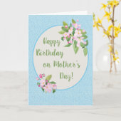 Verjaardag op Moederdag, Apple Blossom, Sky Blue Kaart (Gele Bloem)