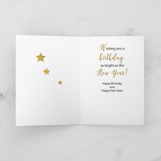 Verjaardag op Nieuwjaarsdag Star Shine Gold Kaart (Binnen)