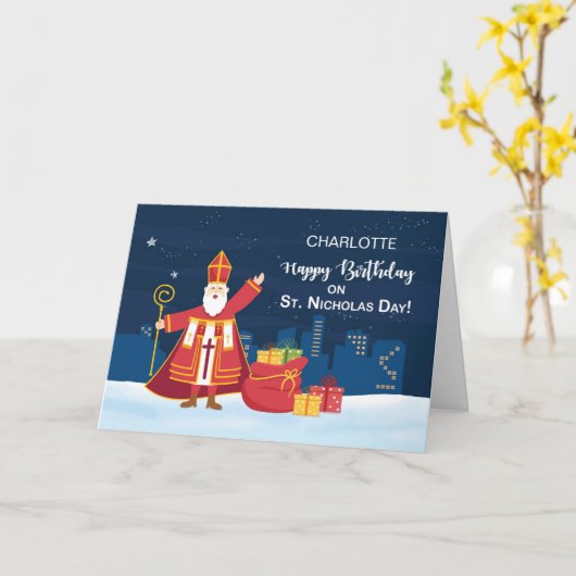 Verjaardag op St. Nicholas Day gevuld met eenvoudi Kaart (Gele Bloem)