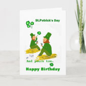 Verjaardag op St. Patrick's Day, Green Leprechauns Kaart (Voorkant)
