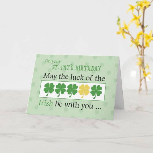 Verjaardag op St. Patrick's Day Luck of the Irish Kaart (Gele Bloem)