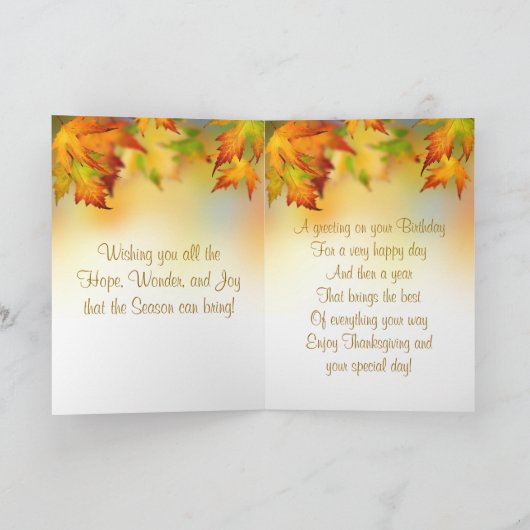 Verjaardag op Thanksgiving Dag Kaart. hoorn des ov Feestdagen Kaart (Binnen)