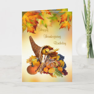 Verjaardag op Thanksgiving Dag Kaart. hoorn des ov Feestdagen Kaart