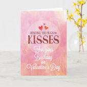 Verjaardag op Valentijn Knuffels en Kusjes sturen Kaart (Gele Bloem)