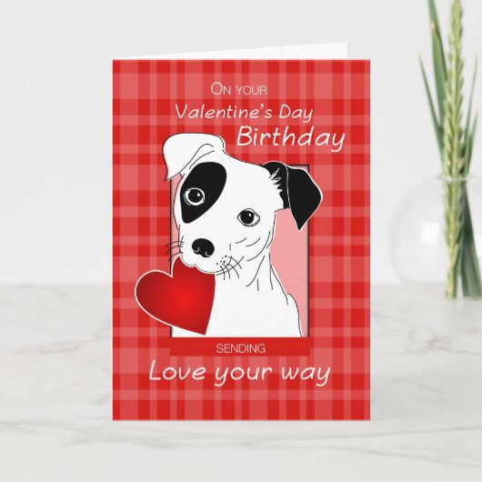Verjaardag op Valentijnsdag Jack Russell Terrier Feestdagen Kaart (Voorkant)