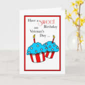 Verjaardag op Veteranendag Sweet Cupcakes Kaart (Gele Bloem)