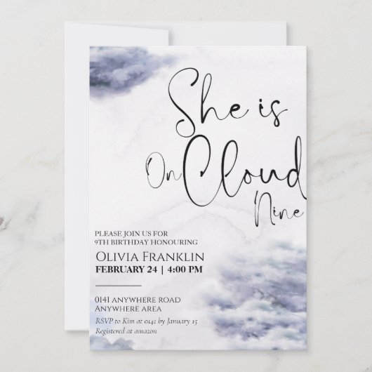 verjaardag op wolk negen  kaart (Voorkant)