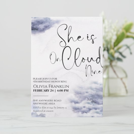 verjaardag op wolk negen kaart (Staand voorkant)