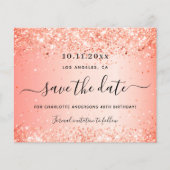 Verjaardag oranje glitters save the date glam budg flyer (Voorkant)