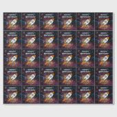 Verjaardag oranje raket aangepaste naam en leeftij cadeaupapier (Vlak)