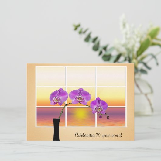 Verjaardag Orchidee Uitnodiging (Staand voorkant)