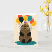 Verjaardag Otter met Ballonnen Verjaardag Kaart (Gele Bloem)