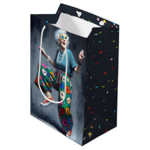 Verjaardag Oude Dame Dansen Medium Cadeauzakje