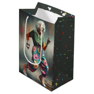 Verjaardag Oude Dame Dansen Medium Cadeauzakje