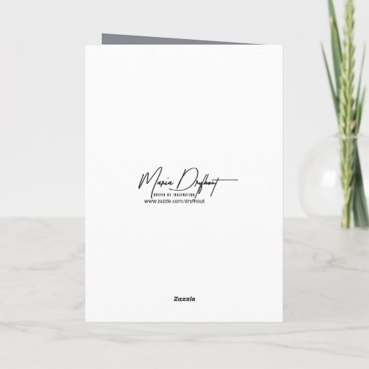 Verjaardag oude dame met stomende kop koffie kaart (Achterkant)