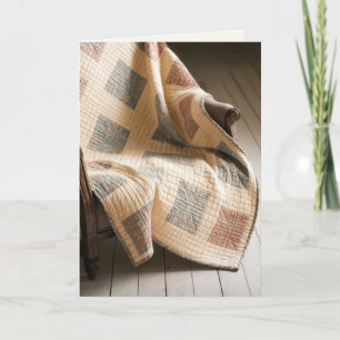 Verjaardag oude quilt op een fauteuil kaart