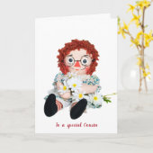Verjaardag oude Rag Doll voor neef Kaart (Gele Bloem)