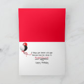 Verjaardag oude rode vrachtwagen met fuzzy dobbels kaart (Binnen)