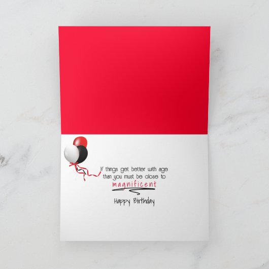 Verjaardag oude rode vrachtwagen met fuzzy dobbels kaart (Binnen)