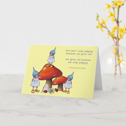 Verjaardag ouder worden, Fantasy Art: Schattigee G Kaart (Gele Bloem)