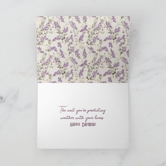 Verjaardag ouder worden Humor lavendelbloemen Kaart (Binnen)