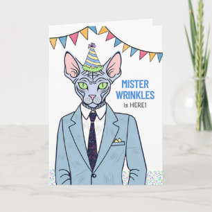 Verjaardag Ouder worden Sphynx Kat Mister Rimpels Kaart