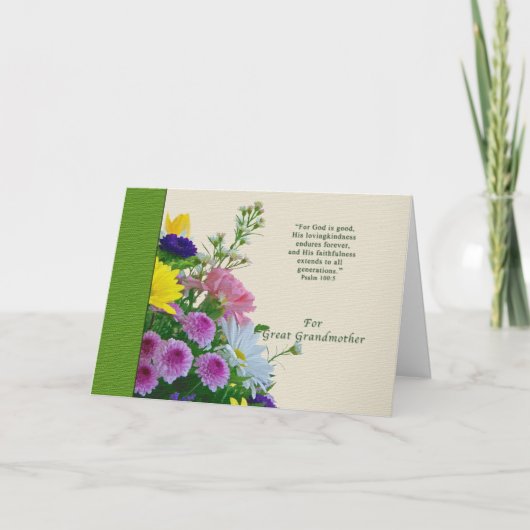 Verjaardag, overgrootmoeder, Bloemenboeket Kaart (Voorkant)