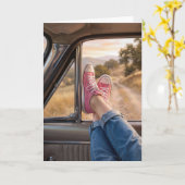 Verjaardag P:ink Sneakers in Retro Auto Ruit Kaart (Gele Bloem)
