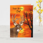 Verjaardag pa Large Buck Sunset Natuur Scene Kaart (Gele Bloem)