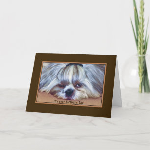 Verjaardag, pa, slaperige Shih Tzu hond Kaart