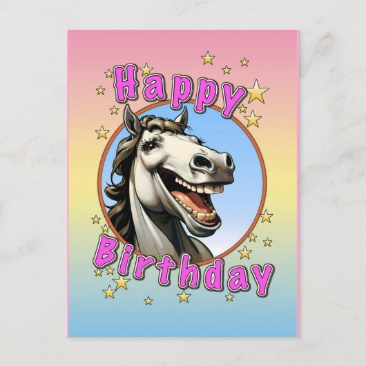 verjaardag paard briefkaart (Voorkant)