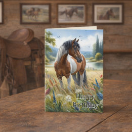 Verjaardag Paard Minnend Meisje Kaart