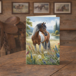 Verjaardag Paard Minnend Meisje Kaart