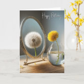 Verjaardag Paardenbloem Reflectie In Een Spiegel Kaart (Gele Bloem)