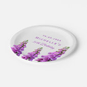 Verjaardag paarse bloemen wit elegant papieren bordje (Gekanteld)