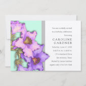 Verjaardag Paarse en Roze Lillies Uitnodiging (Voorkant)