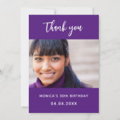 Verjaardag paarse foto dank u kaart (Voorkant)