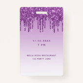 Verjaardag paarse glitter druppels monogram luxe v badge (Achterkant)