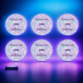 Verjaardag Paarse Glitter Holografische Naam Ronde Sticker