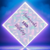 Verjaardag Paarse Glitter Holografische Naam Servet