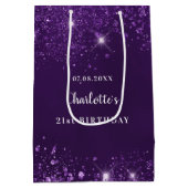 Verjaardag paarse glitter medium cadeauzakje (Achterkant)