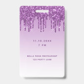 Verjaardag paarse glitters glazuur monogram luxe v badge (Achterkant)