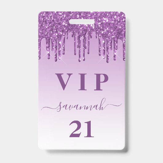 Verjaardag paarse glitters glazuur monogram luxe v badge (Voorzijde)