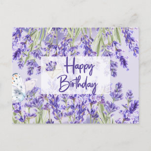 Verjaardag Paarse Lavendel Bloemen Briefkaart