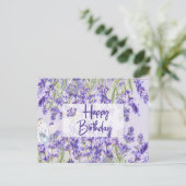 Verjaardag Paarse Lavendel Bloemen Briefkaart (Staand voorkant)