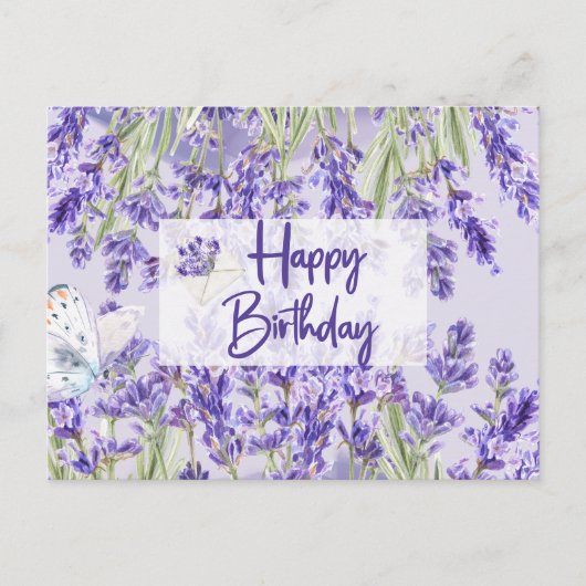 Verjaardag Paarse Lavendel Bloemen Briefkaart (Voorkant)