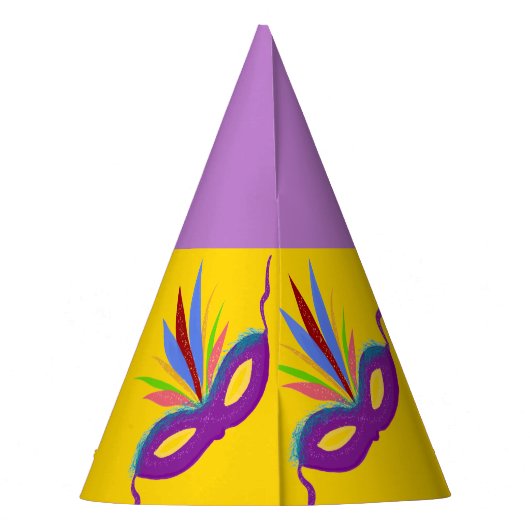 Verjaardag Paarse Mardi Gras Masker Feesthoedjes (Achterkant)