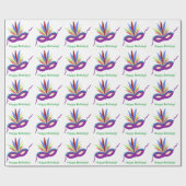 Verjaardag Paarse Masker Mardi Gras Wrapping Papie Cadeaupapier (Vlak)