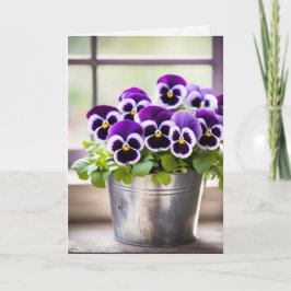 Verjaardag Paarse Pansy boeket Kaart