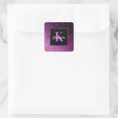 Verjaardag paarse roze glitters monogram luxe vierkante sticker (Tas)